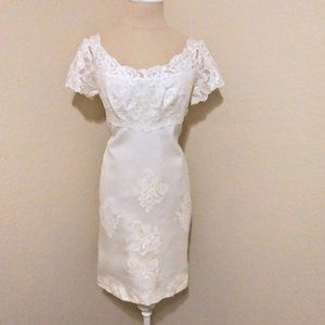 1960s Vintage Chiffon lace shift empire waist Baby Doll Bridgerton dress